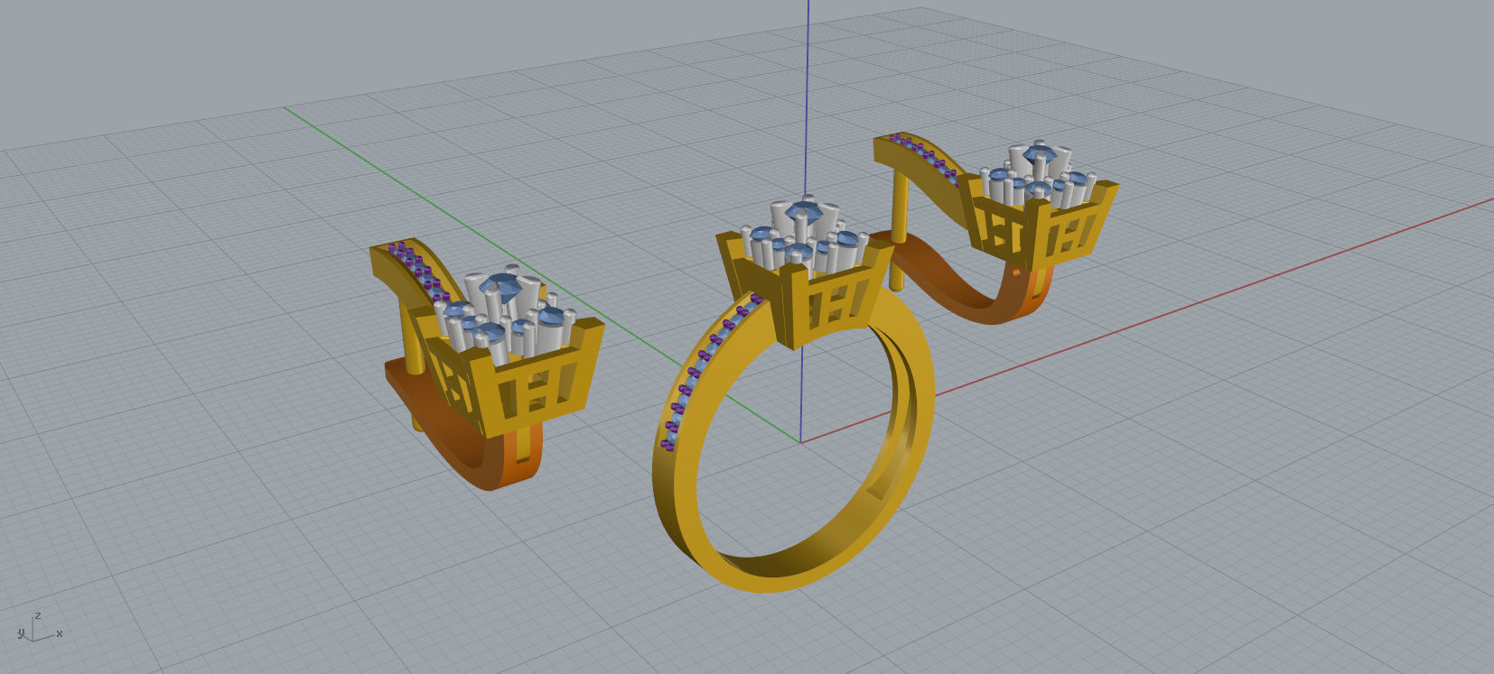 Ring and Earrings Diamond jewelry set 3d print model A 15 3D print model_15