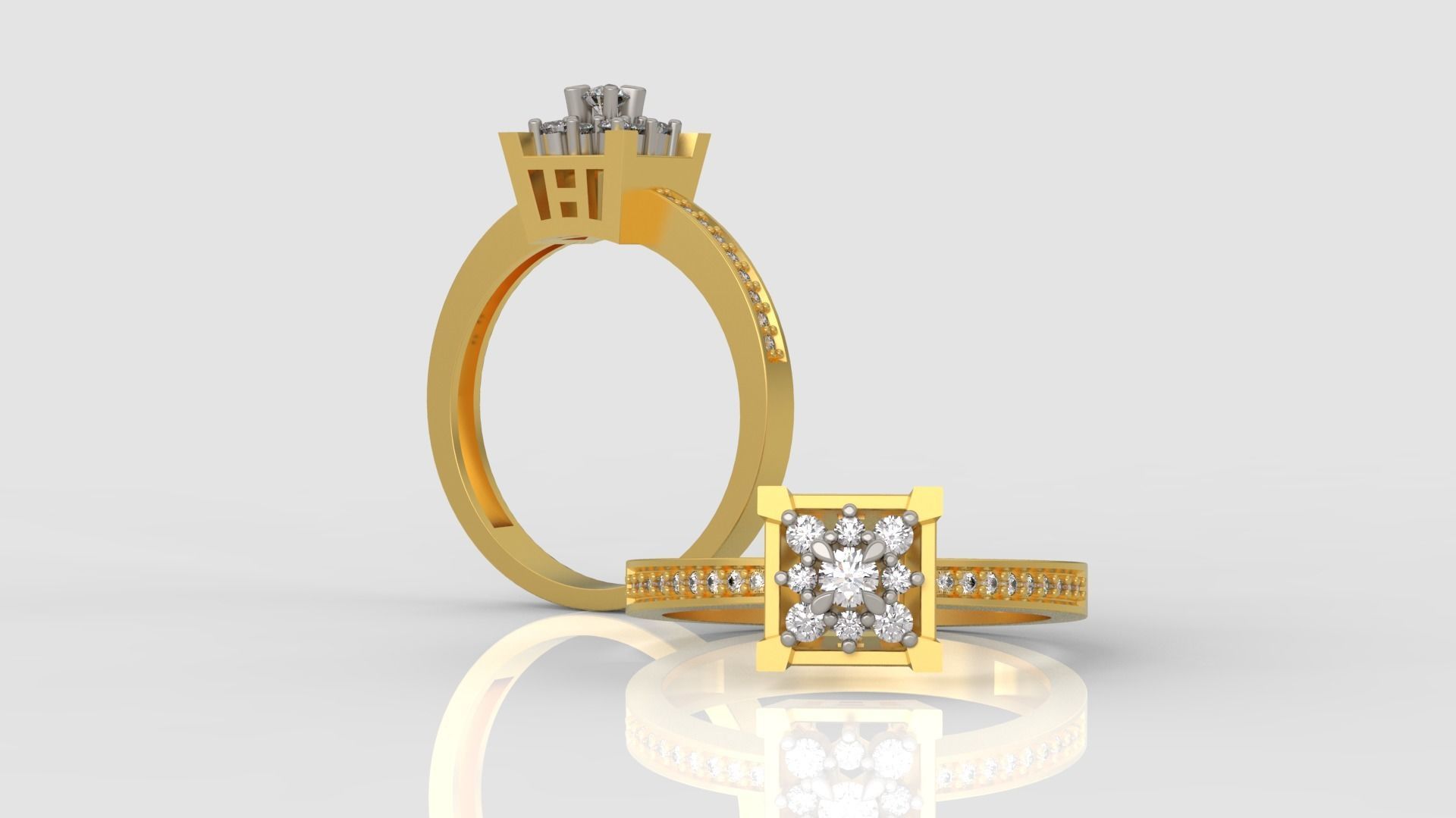 Ring and Earrings Diamond jewelry set 3d print model A 15 3D print model_2