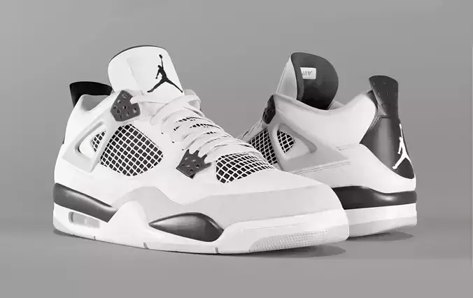 Jordan 4 Military Black Low-poly 3D model