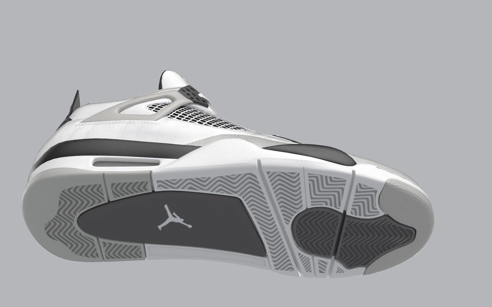 Jordan 4 Military Black Low-poly 3D model_49