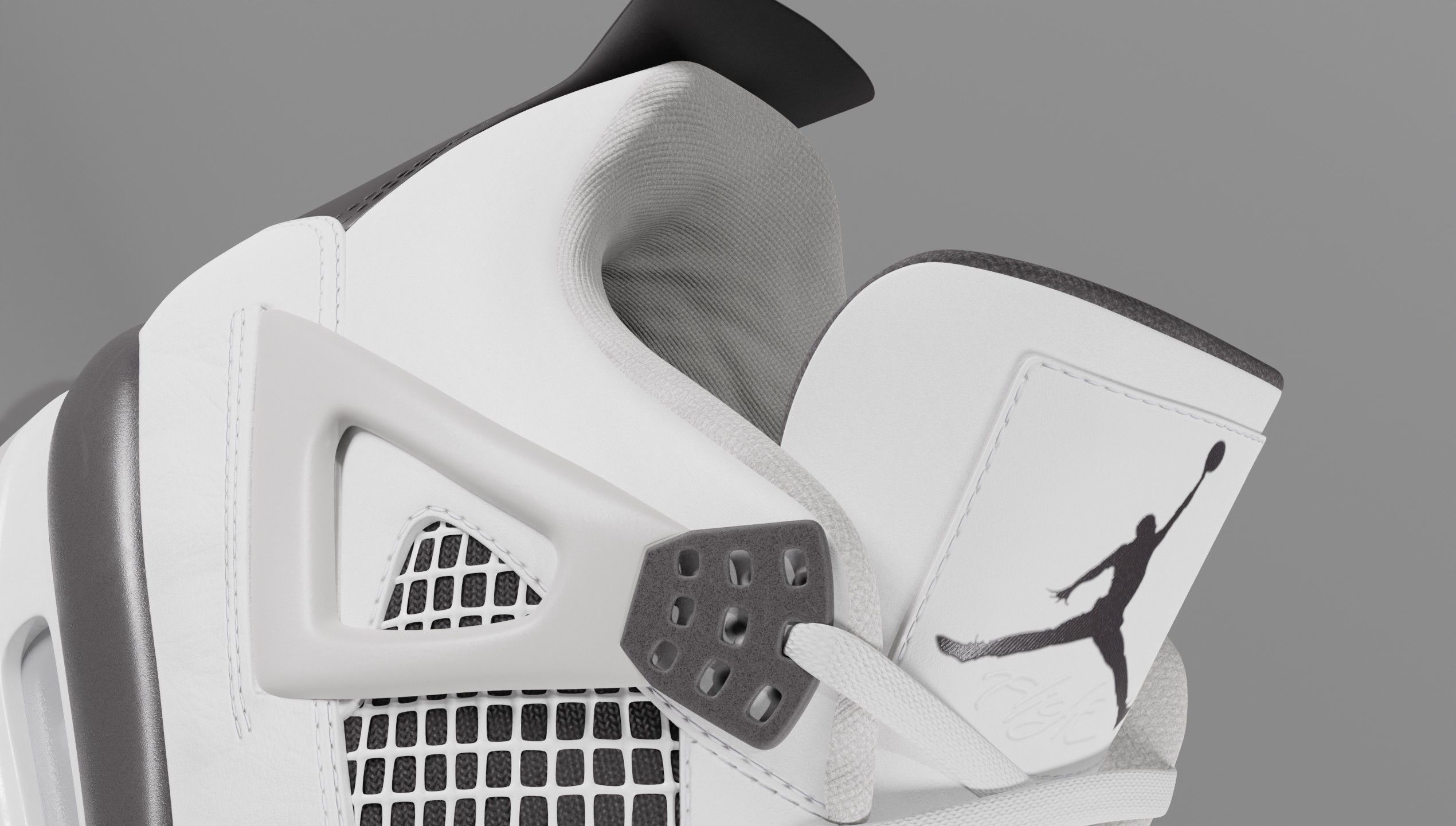 Jordan 4 Military Black Low-poly 3D model_2