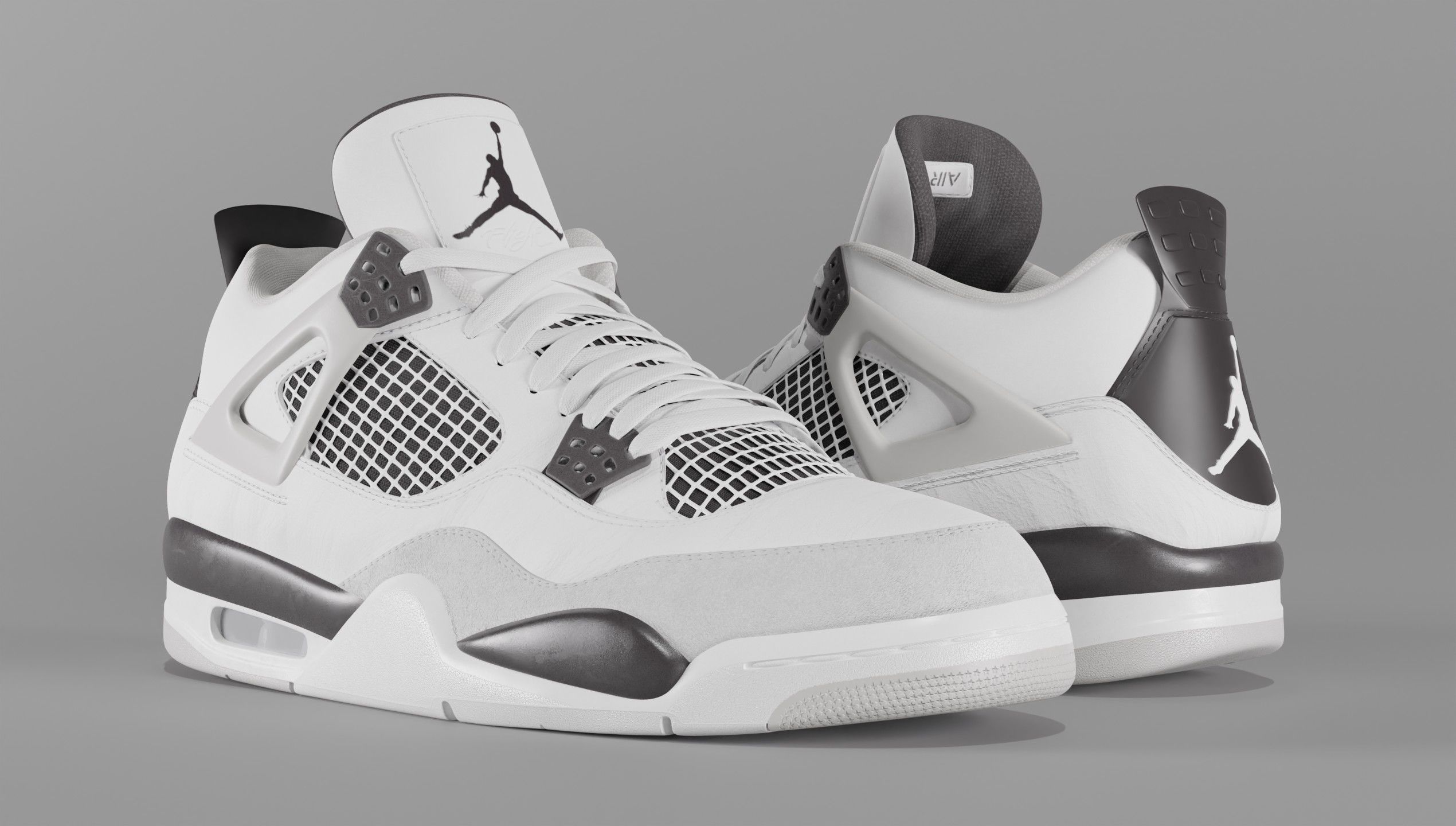 Jordan 4 Military Black Low-poly 3D model_37