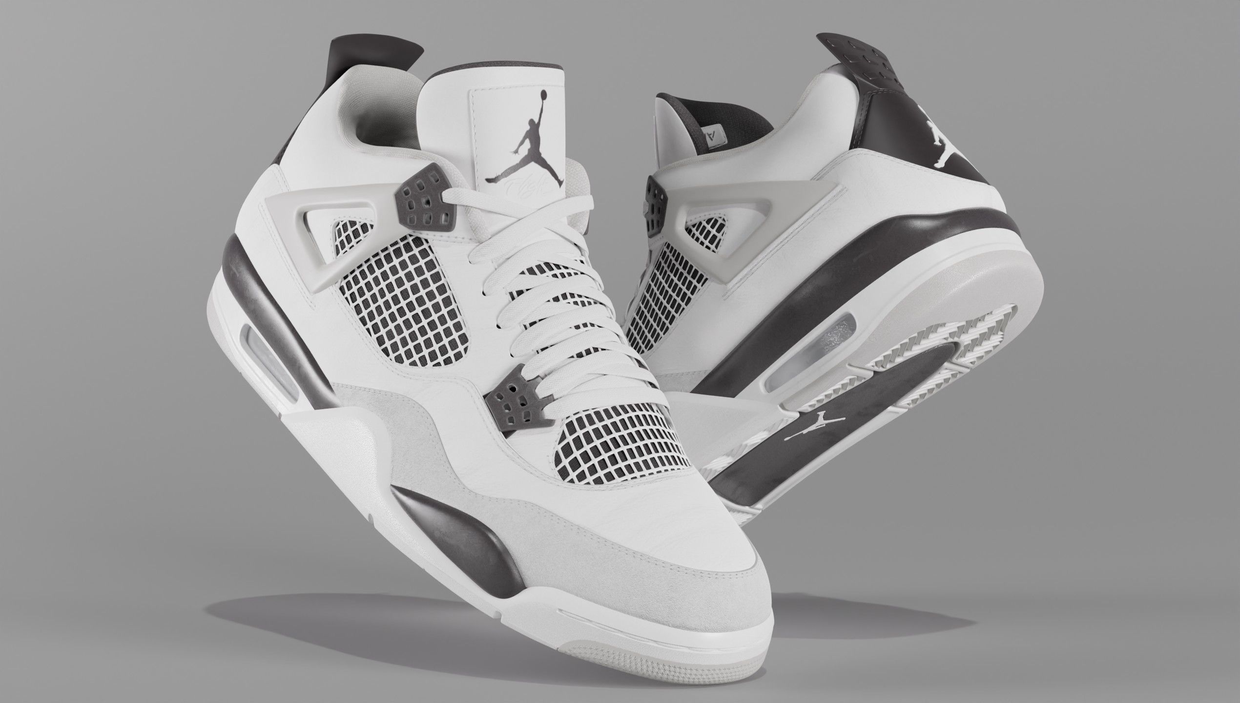 Jordan 4 Military Black Low-poly 3D model_1