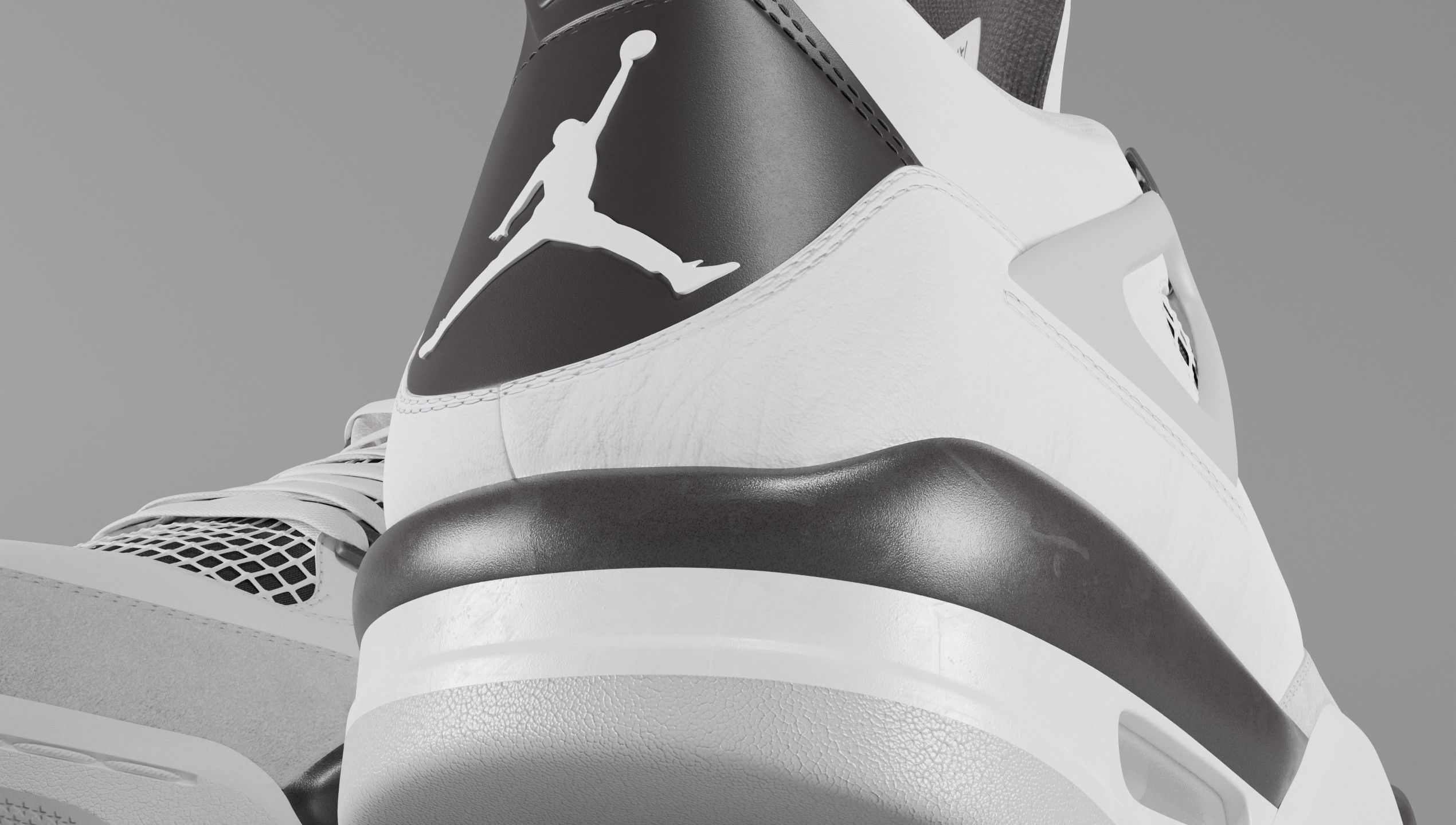 Jordan 4 Military Black Low-poly 3D model_13