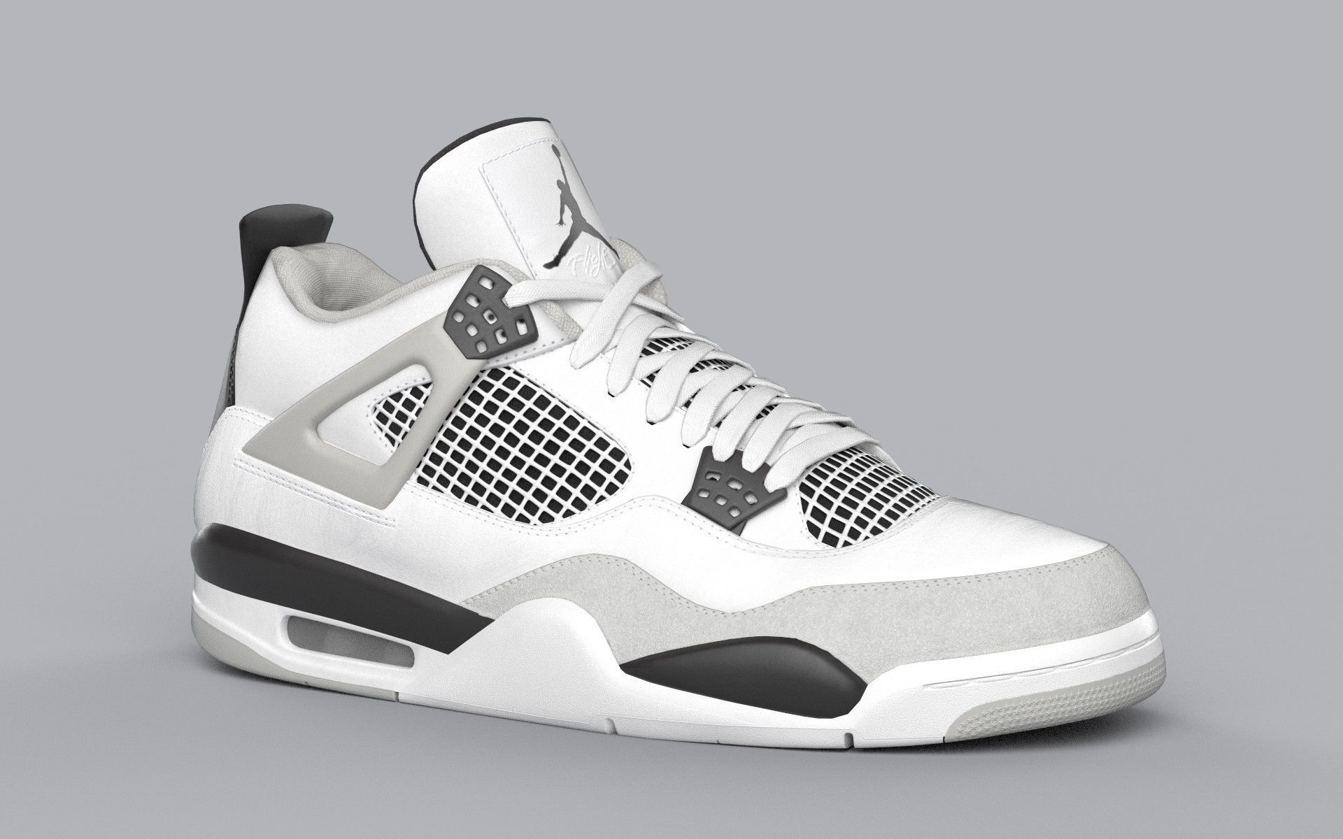 Jordan 4 Military Black Low-poly 3D model_50