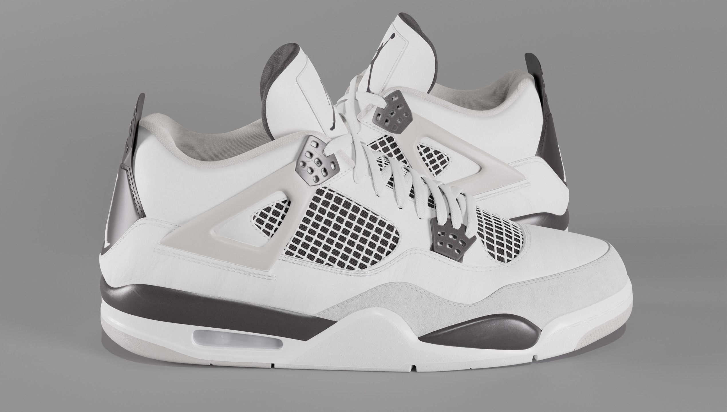 Jordan 4 Military Black Low-poly 3D model_43