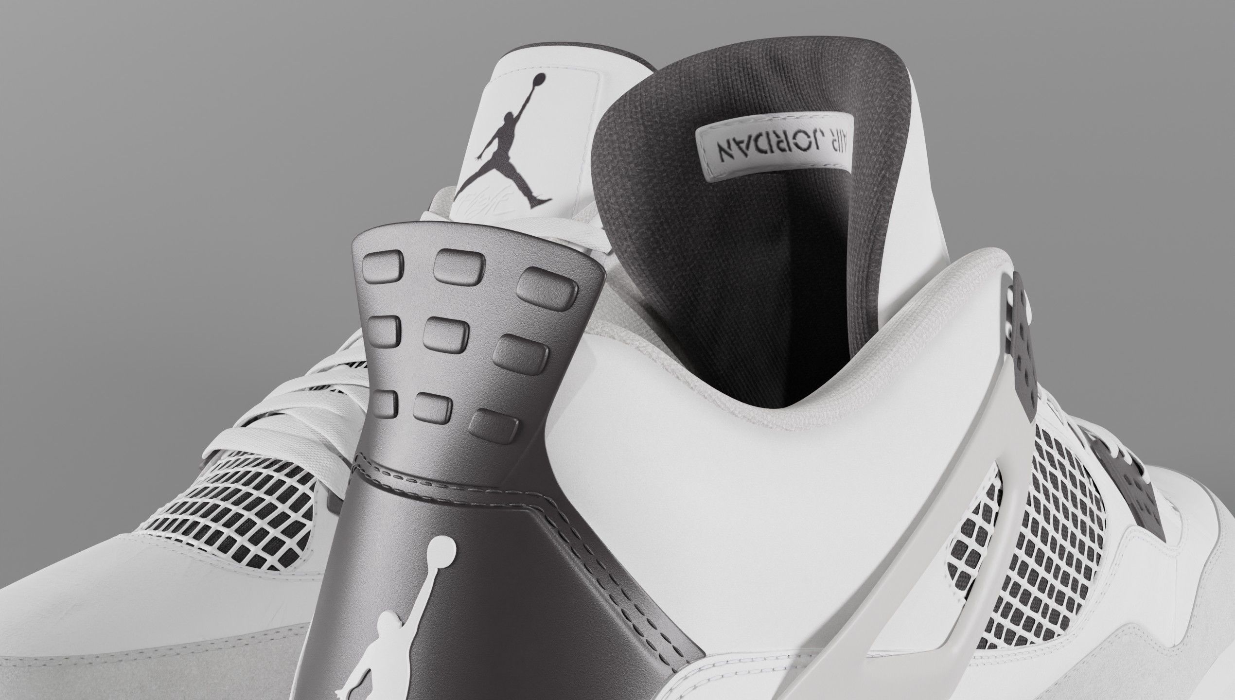 Jordan 4 Military Black Low-poly 3D model_25