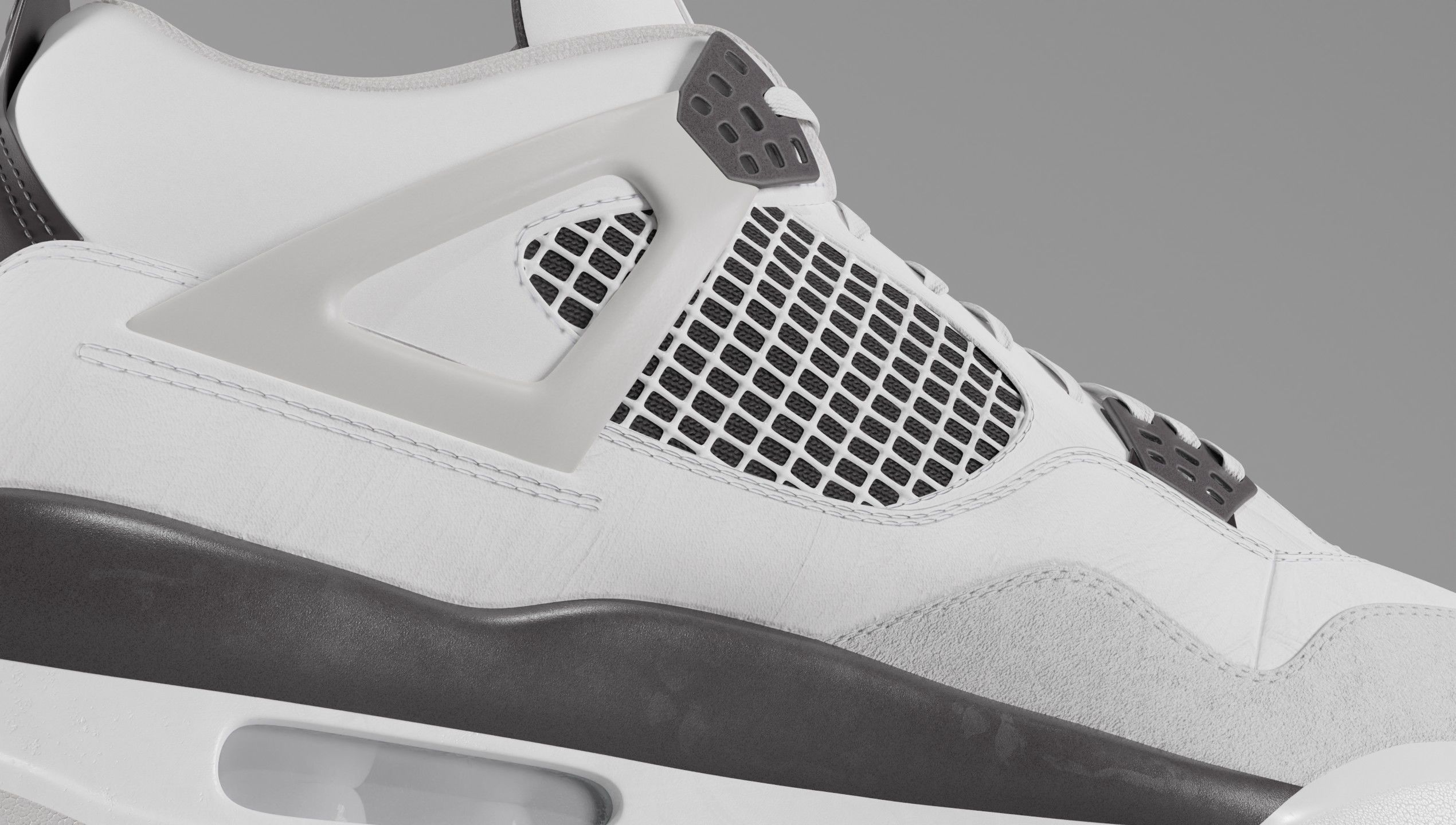 Jordan 4 Military Black Low-poly 3D model_9