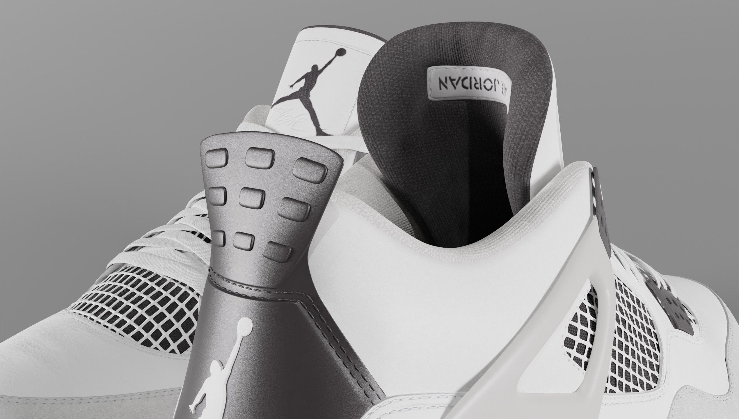 Jordan 4 Military Black Low-poly 3D model_12
