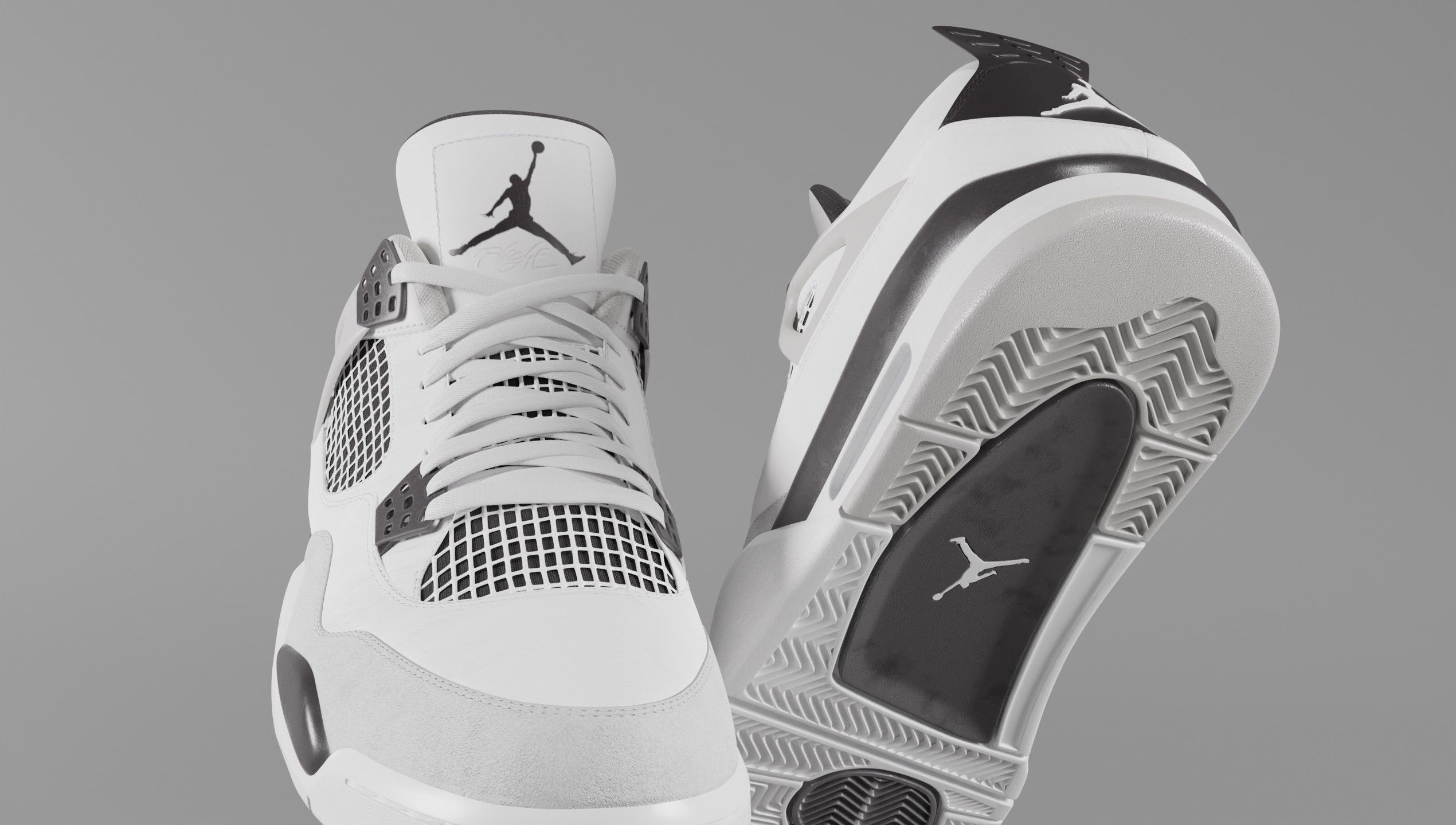 Jordan 4 Military Black Low-poly 3D model_35