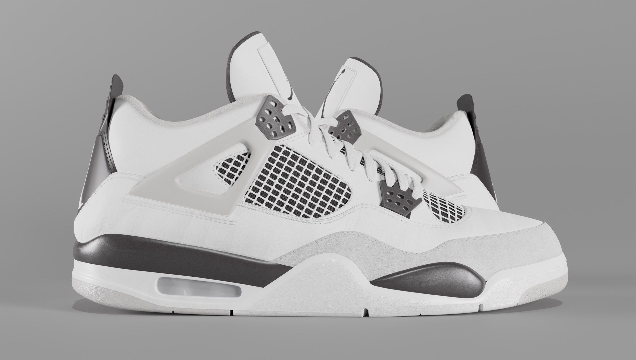 Jordan 4 Military Black Low-poly 3D model_5