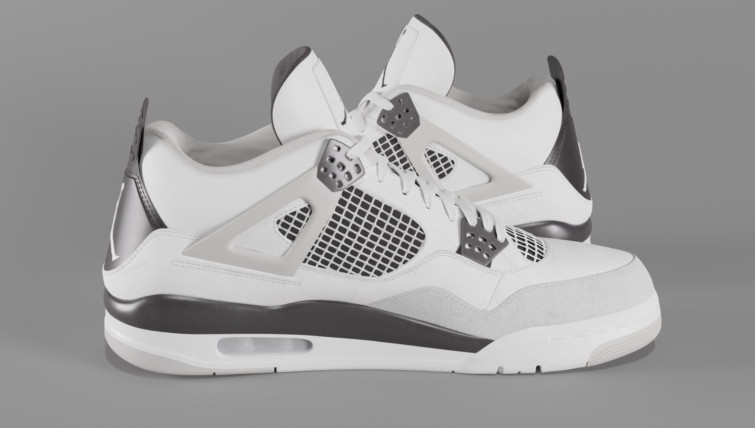 Jordan 4 Military Black Low-poly 3D model_19