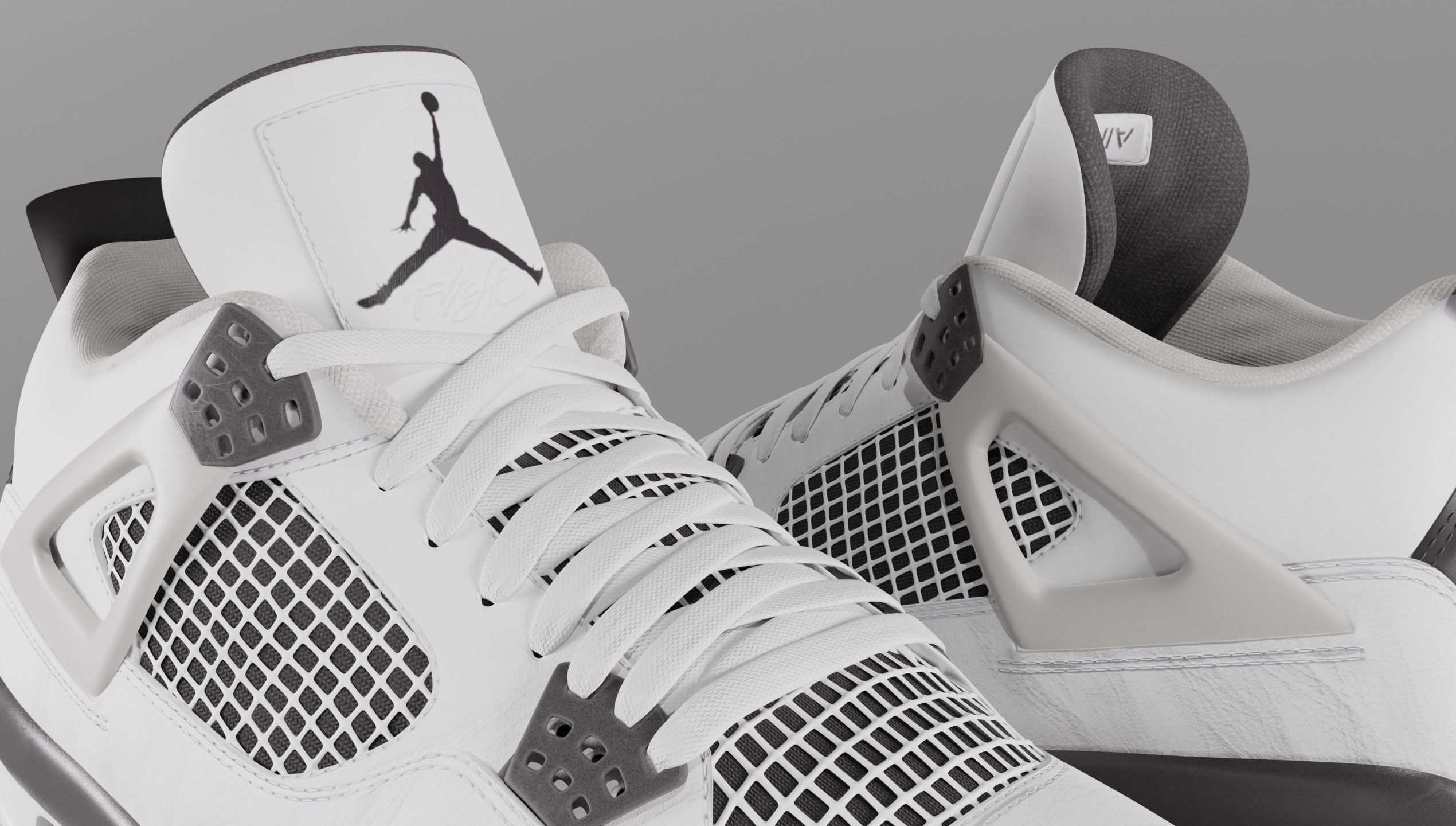 Jordan 4 Military Black Low-poly 3D model_3