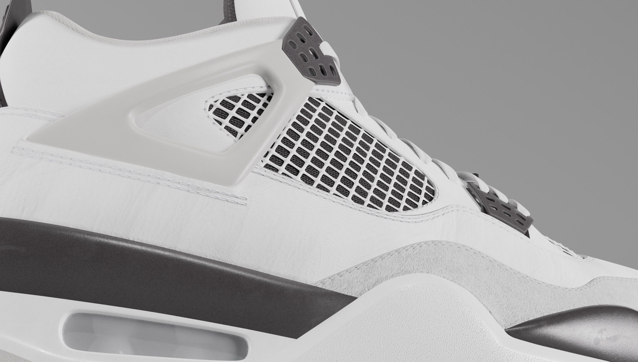 Jordan 4 Military Black Low-poly 3D model_6