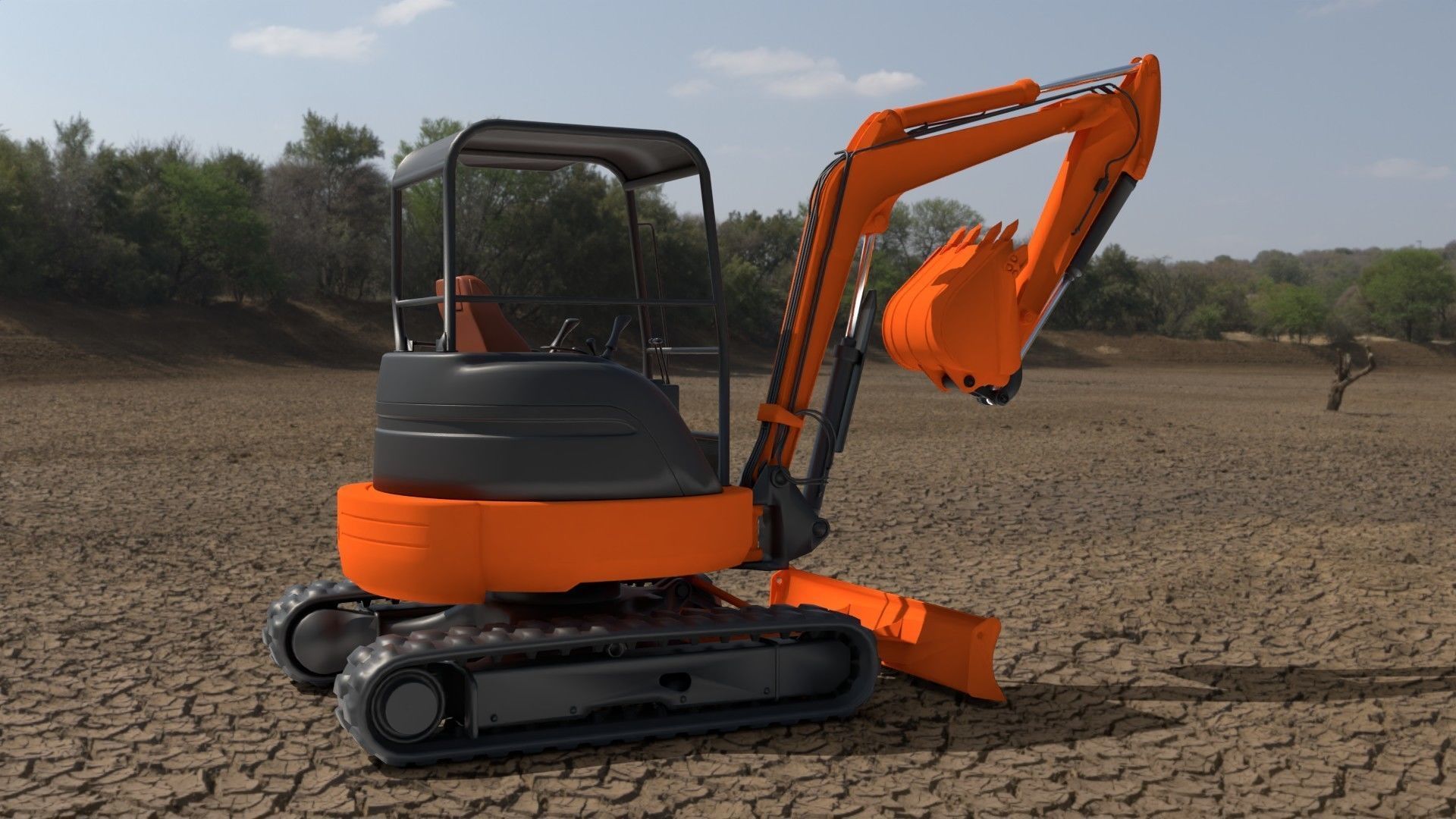 Mini Excavator Hitachi  3D model 3D model_4