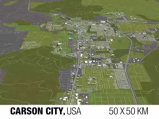 Carson City Nevada USA 50x50km