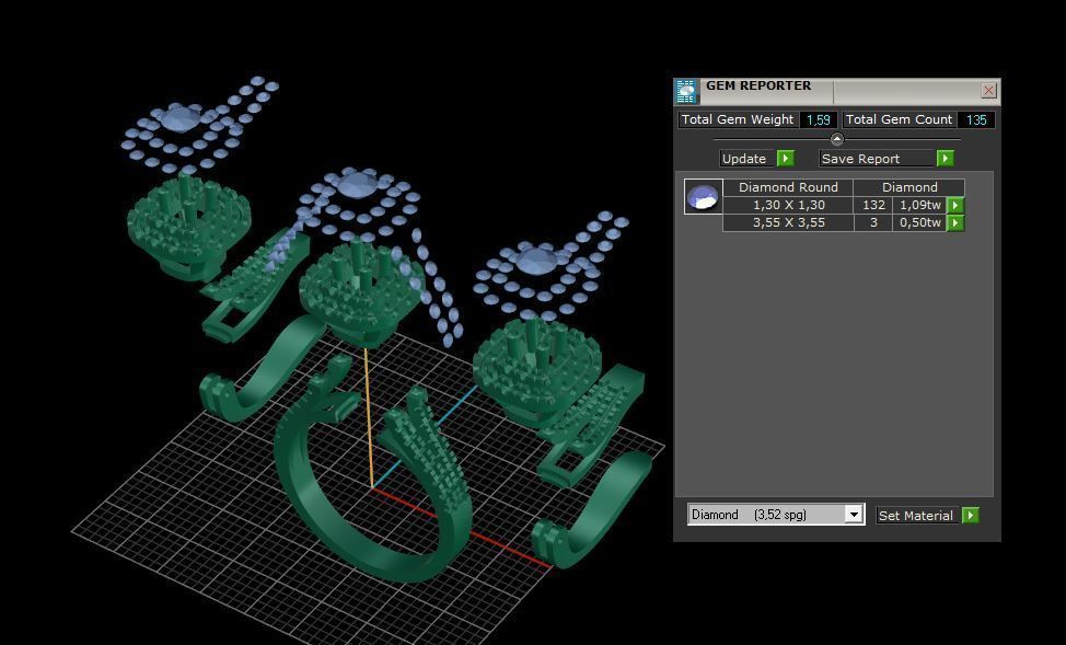 Ring and Earrings Diamond jewelry set 3d print model A 18 3D print model_10