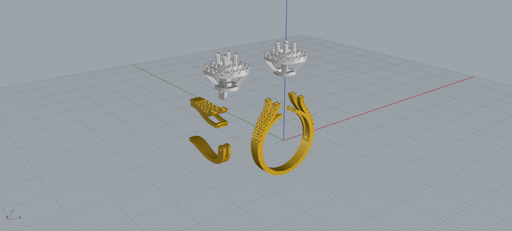 Ring and Earrings Diamond jewelry set 3d print model A 18 3D print model_17