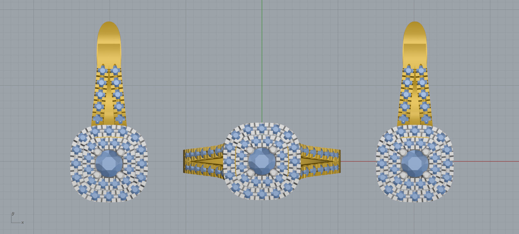 Ring and Earrings Diamond jewelry set 3d print model A 18 3D print model_11