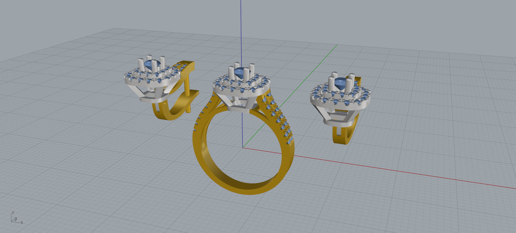 Ring and Earrings Diamond jewelry set 3d print model A 18 3D print model_14