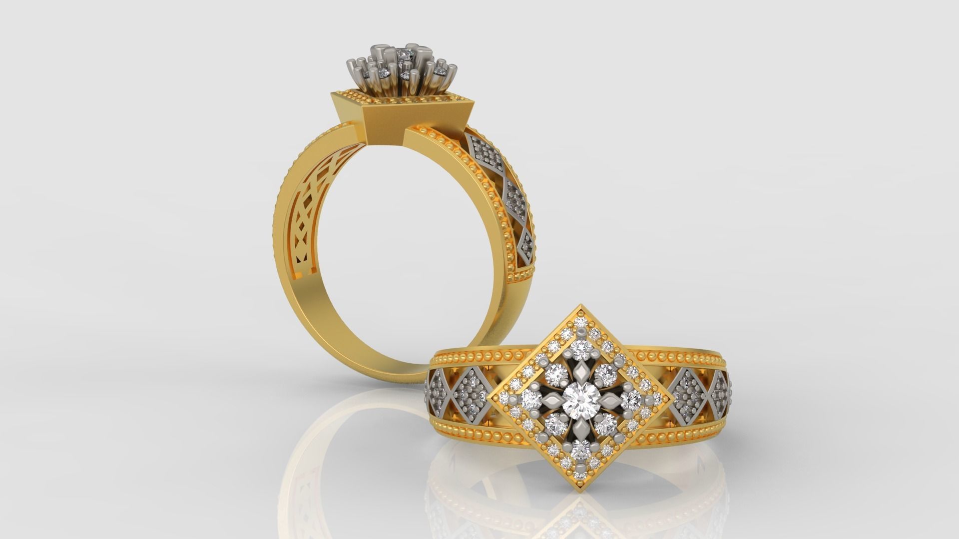 Ring and Earrings Diamond jewelry set 3d print model A 23 3D print model_2