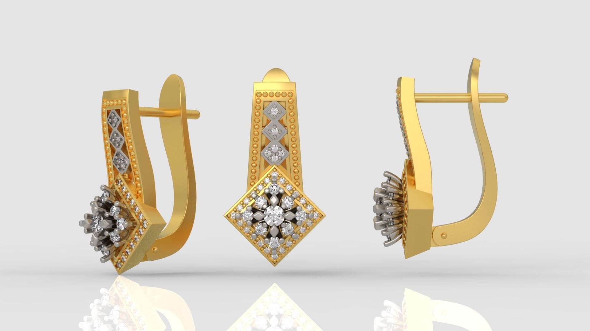 Ring and Earrings Diamond jewelry set 3d print model A 23 3D print model_4