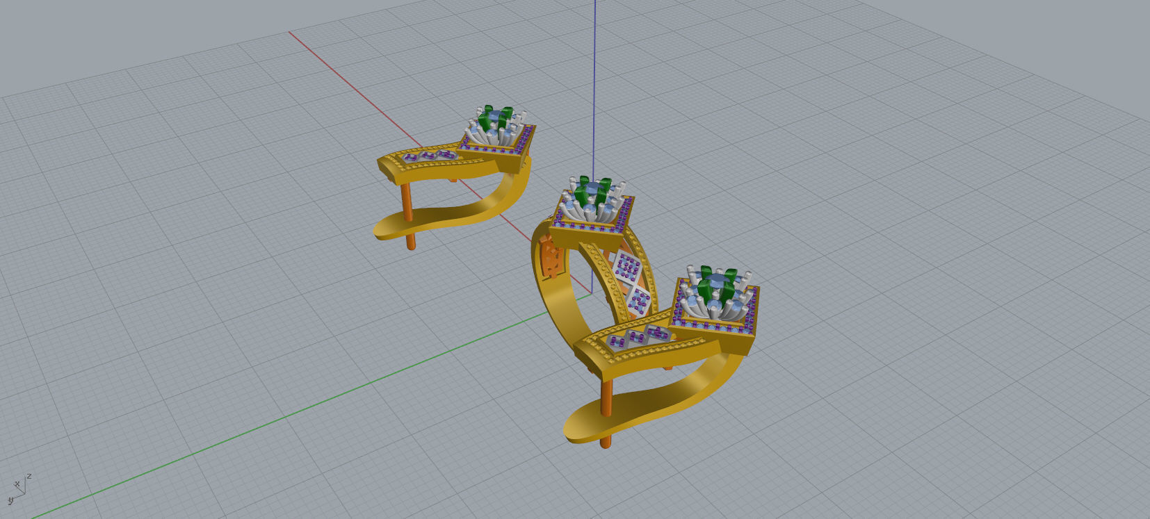 Ring and Earrings Diamond jewelry set 3d print model A 23 3D print model_14