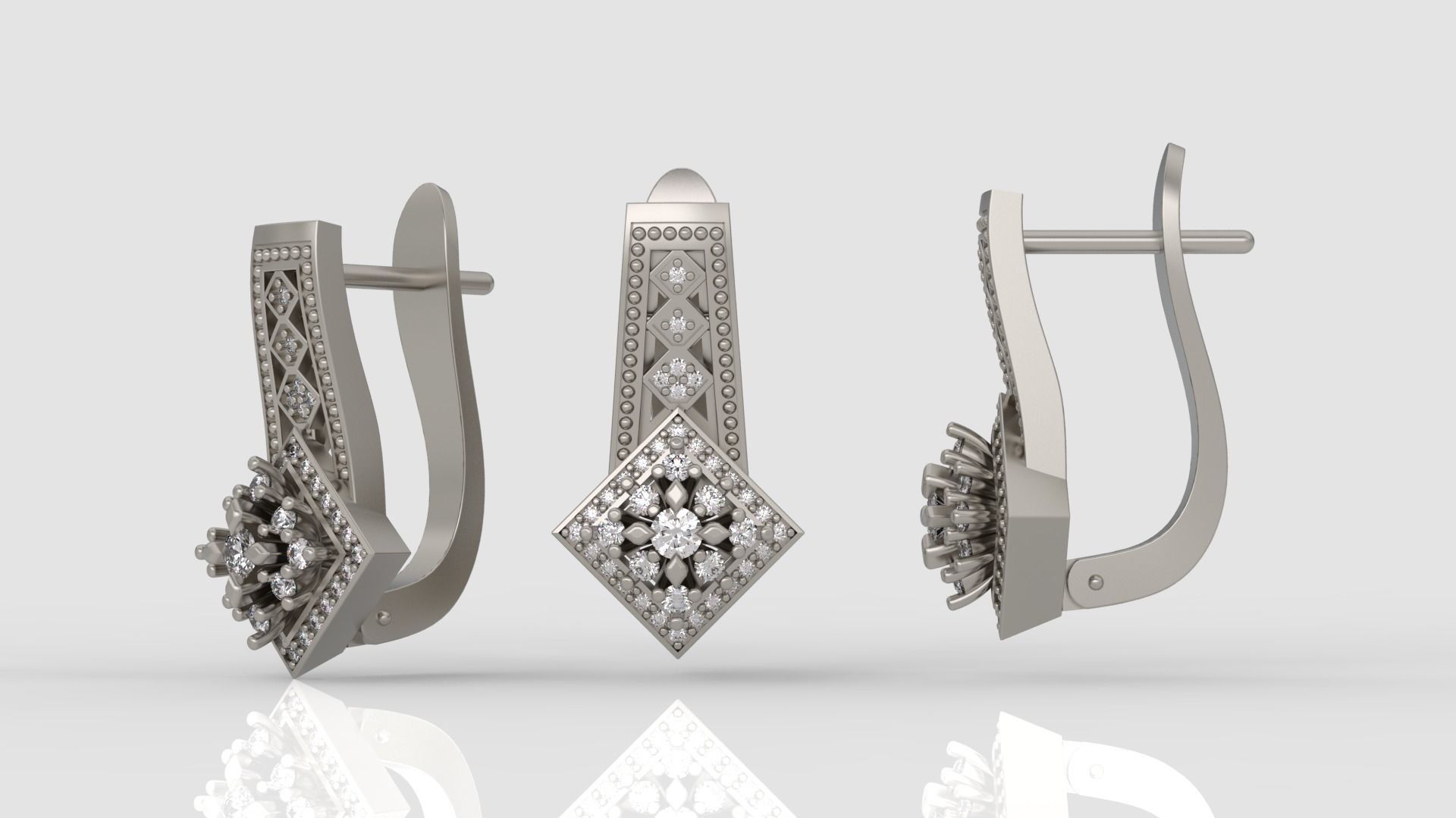 Ring and Earrings Diamond jewelry set 3d print model A 23 3D print model_5