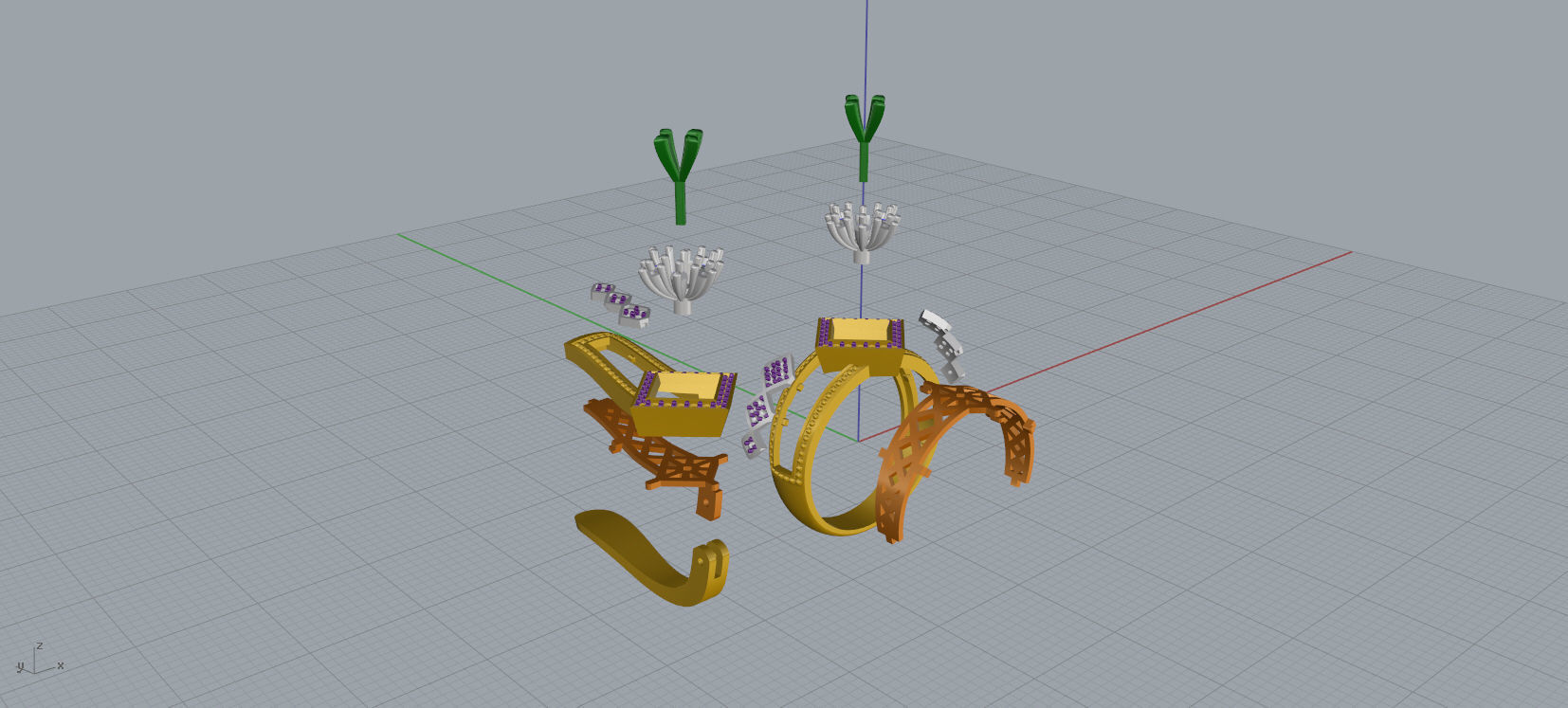 Ring and Earrings Diamond jewelry set 3d print model A 23 3D print model_15