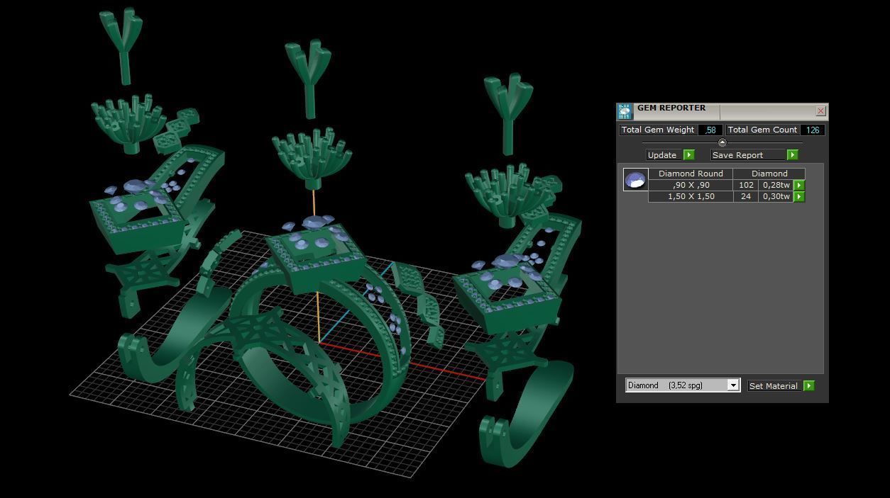 Ring and Earrings Diamond jewelry set 3d print model A 23 3D print model_7