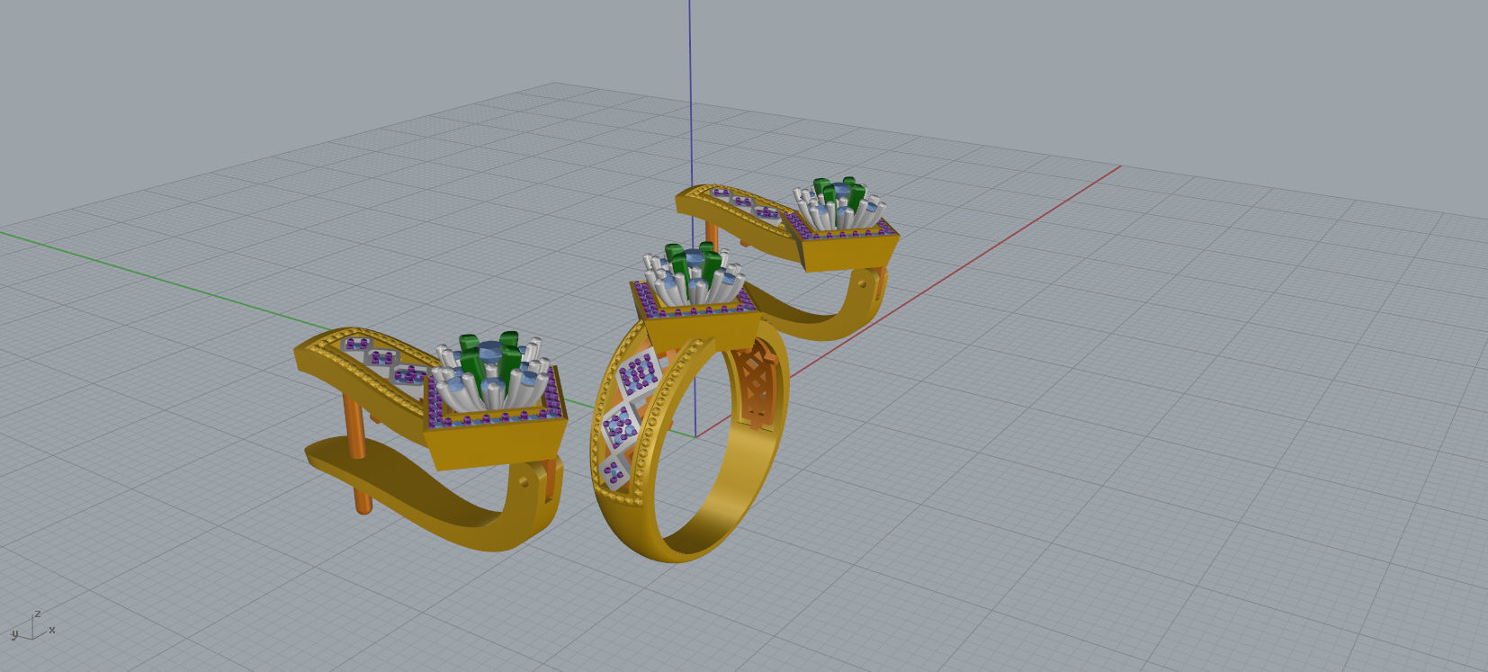 Ring and Earrings Diamond jewelry set 3d print model A 23 3D print model_13