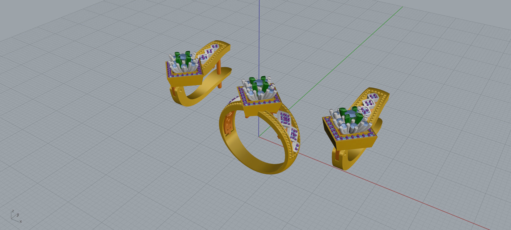 Ring and Earrings Diamond jewelry set 3d print model A 23 3D print model_12