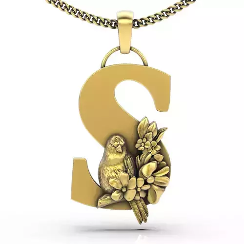 Letter S pendant   gold silver jewelry printable 3D model 3D print model