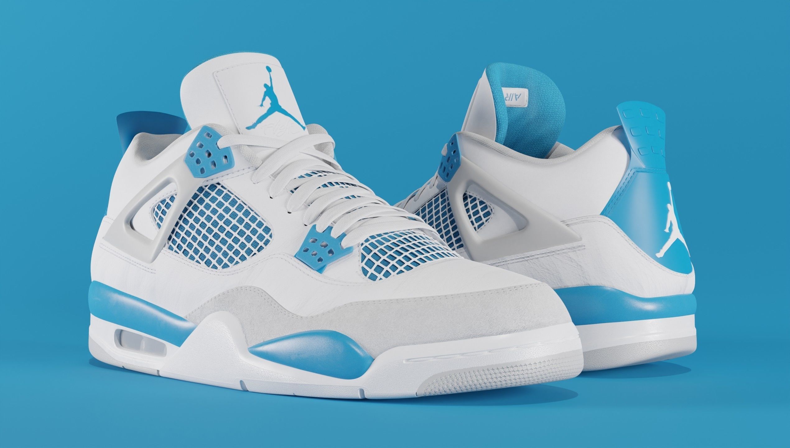 Jordan 4 Military Blue Low-poly 3D model_46