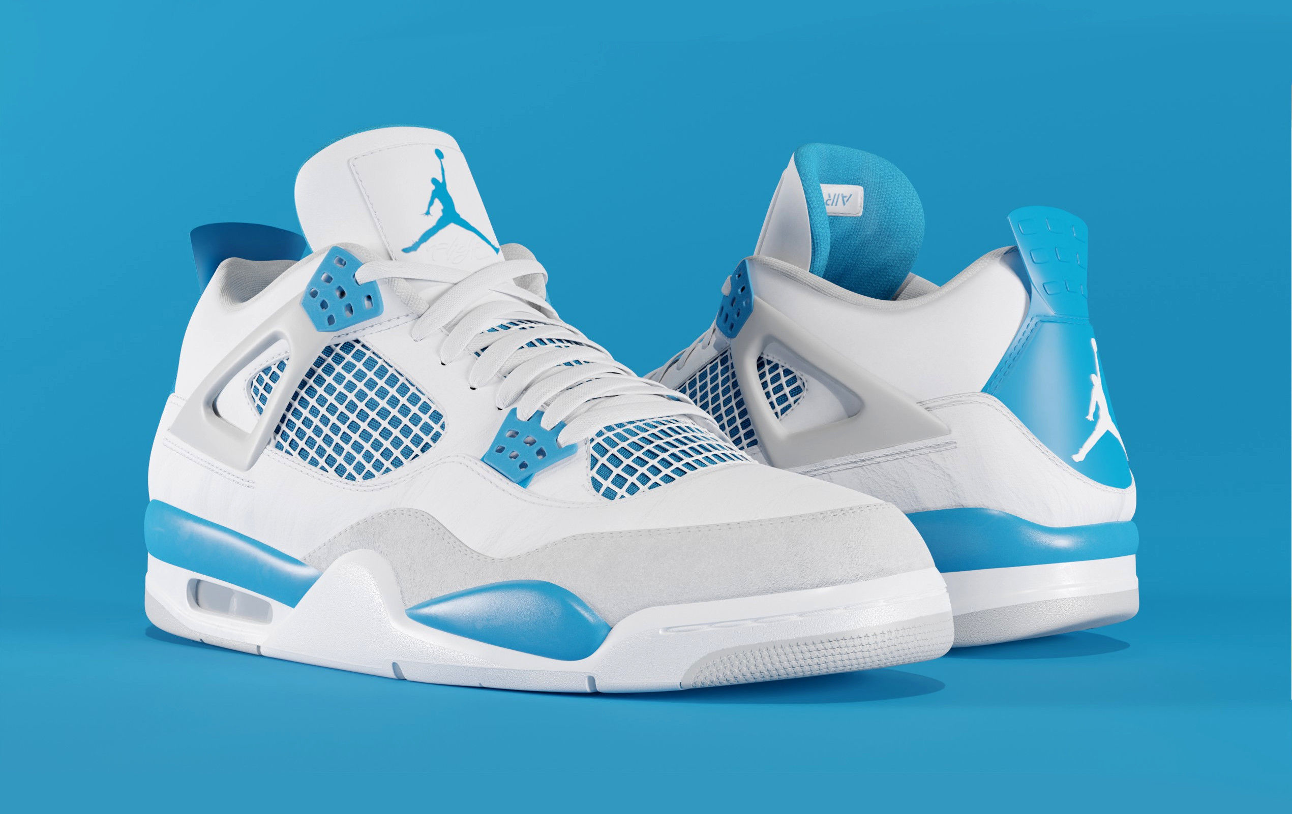 Jordan 4 Military Blue Low-poly 3D model_1