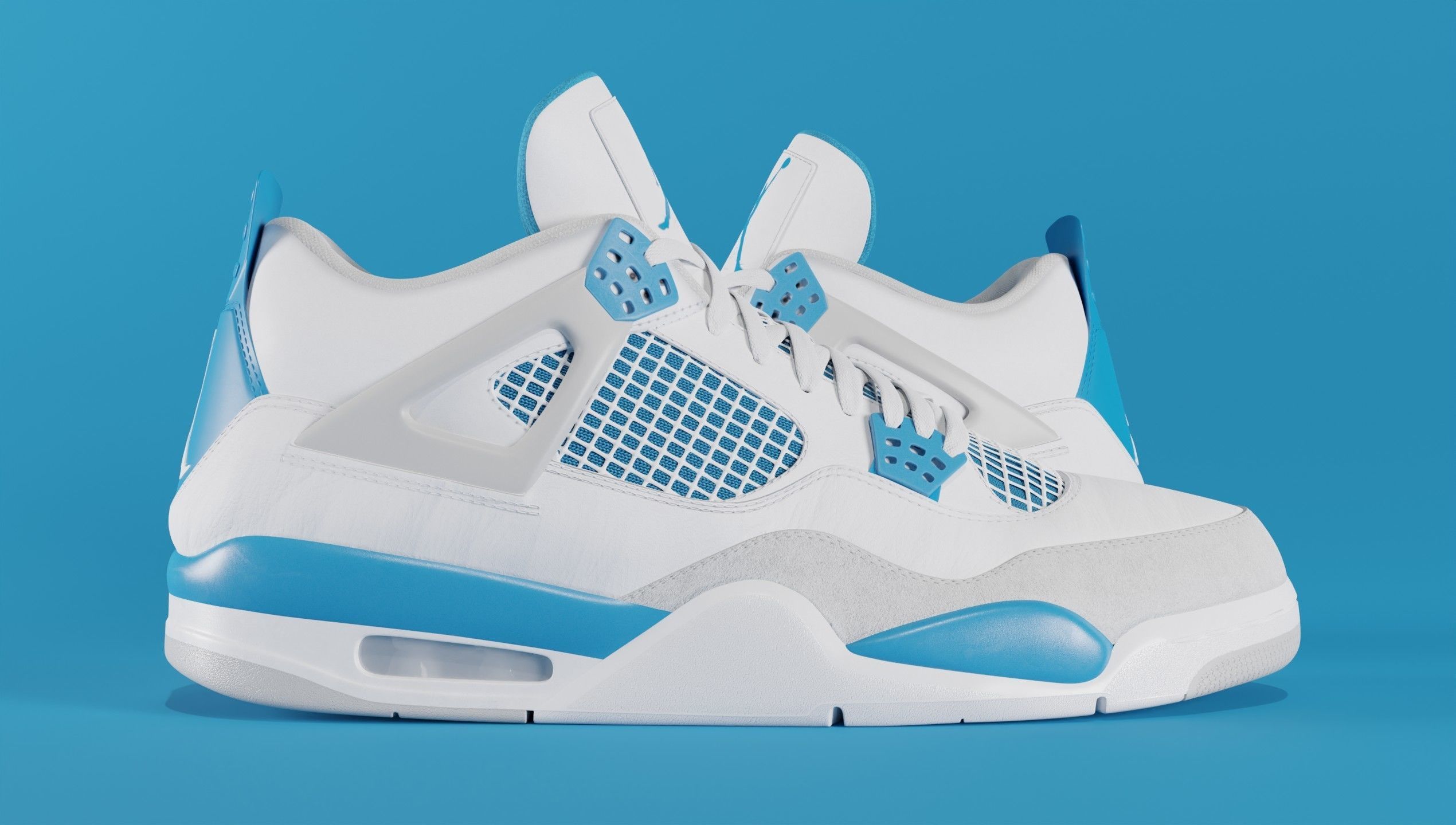 Jordan 4 Military Blue Low-poly 3D model_8