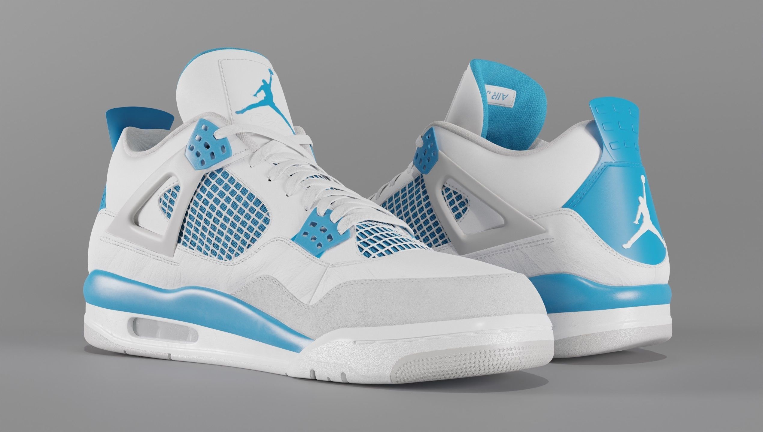 Jordan 4 Military Blue Low-poly 3D model_16