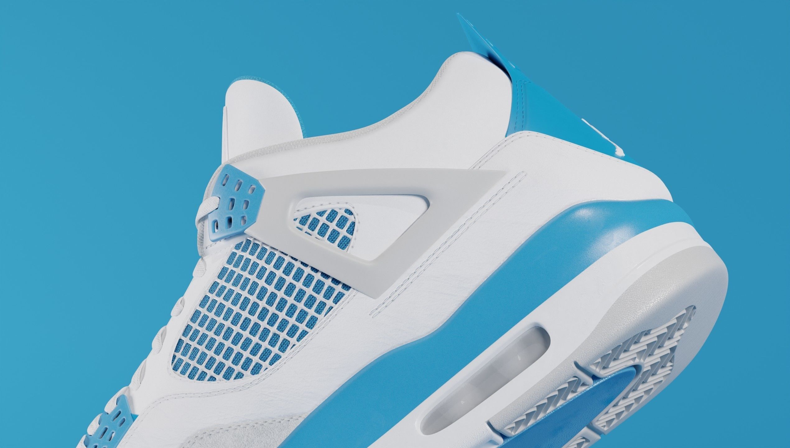 Jordan 4 Military Blue Low-poly 3D model_7