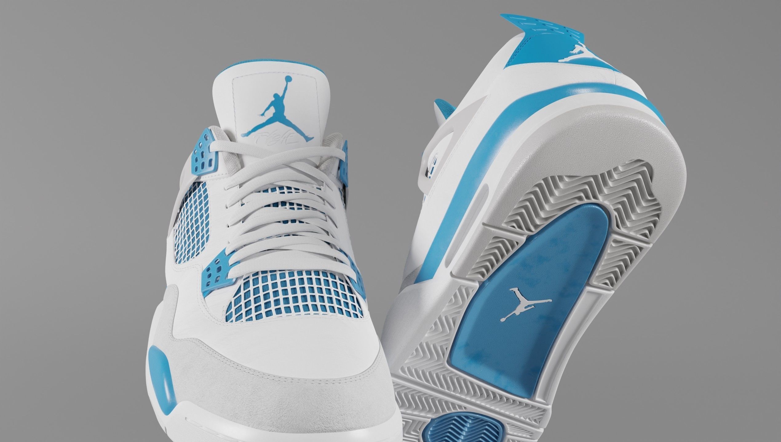 Jordan 4 Military Blue Low-poly 3D model_32