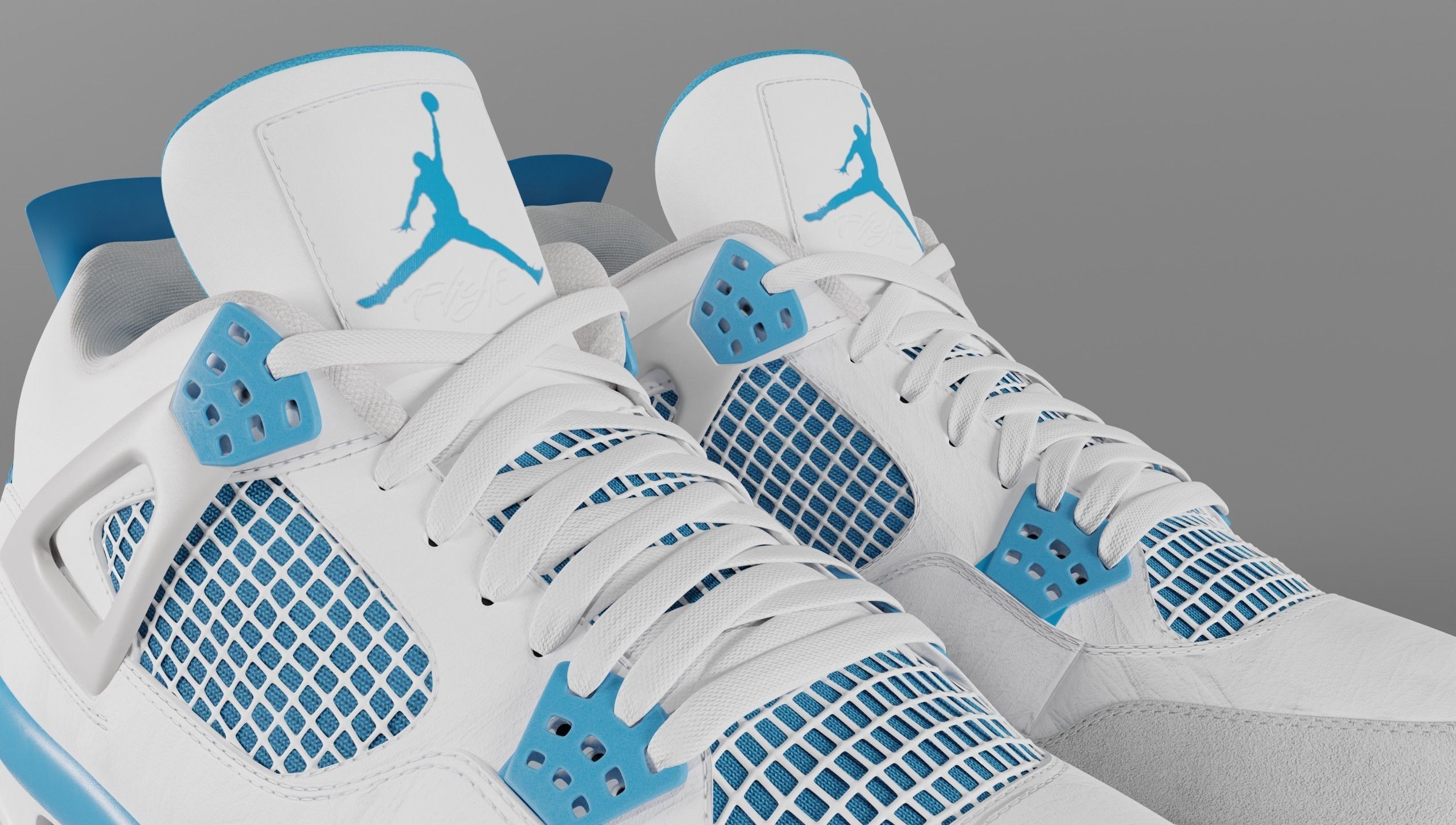 Jordan 4 Military Blue Low-poly 3D model_13