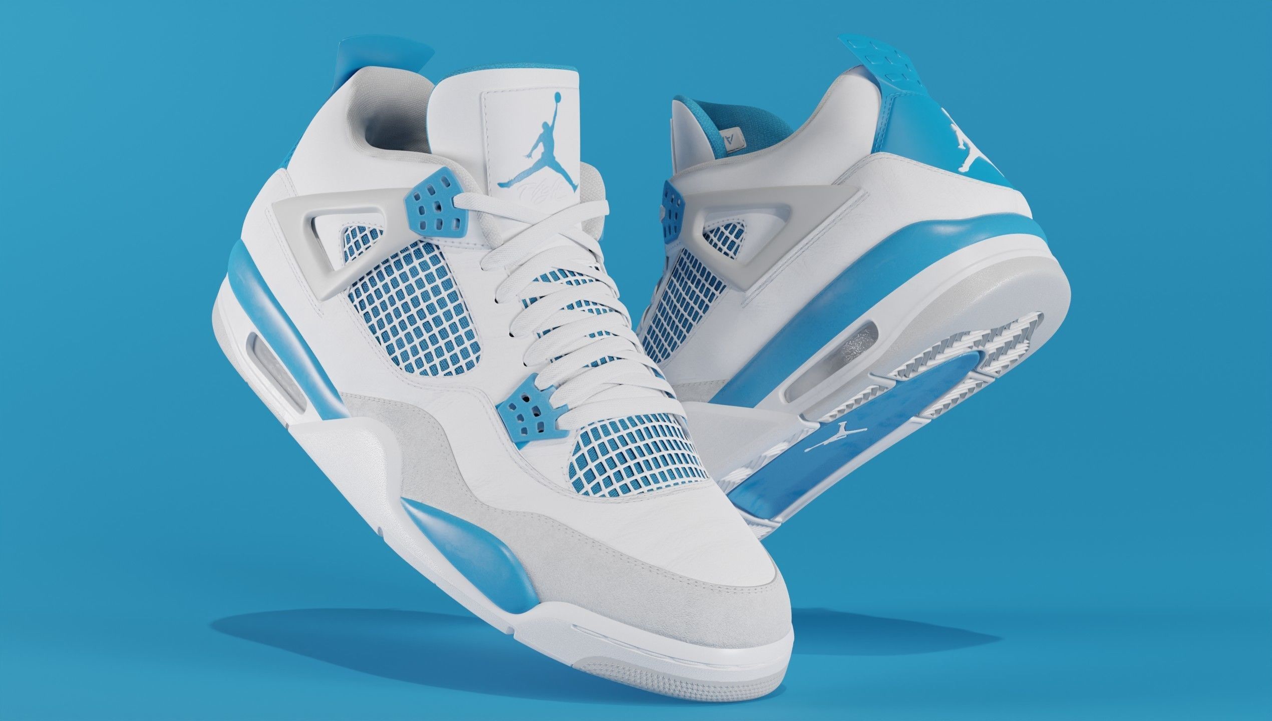 Jordan 4 Military Blue Low-poly 3D model_45