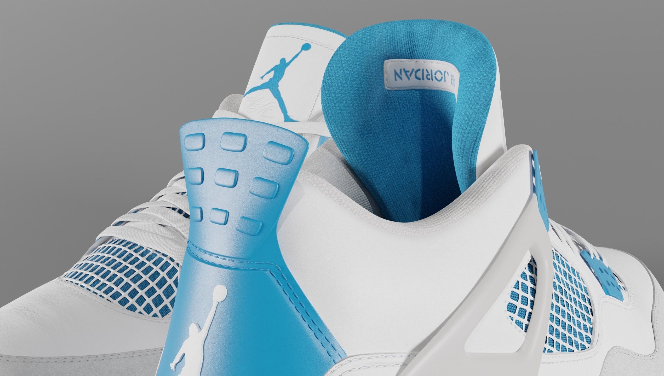 Jordan 4 Military Blue Low-poly 3D model_36