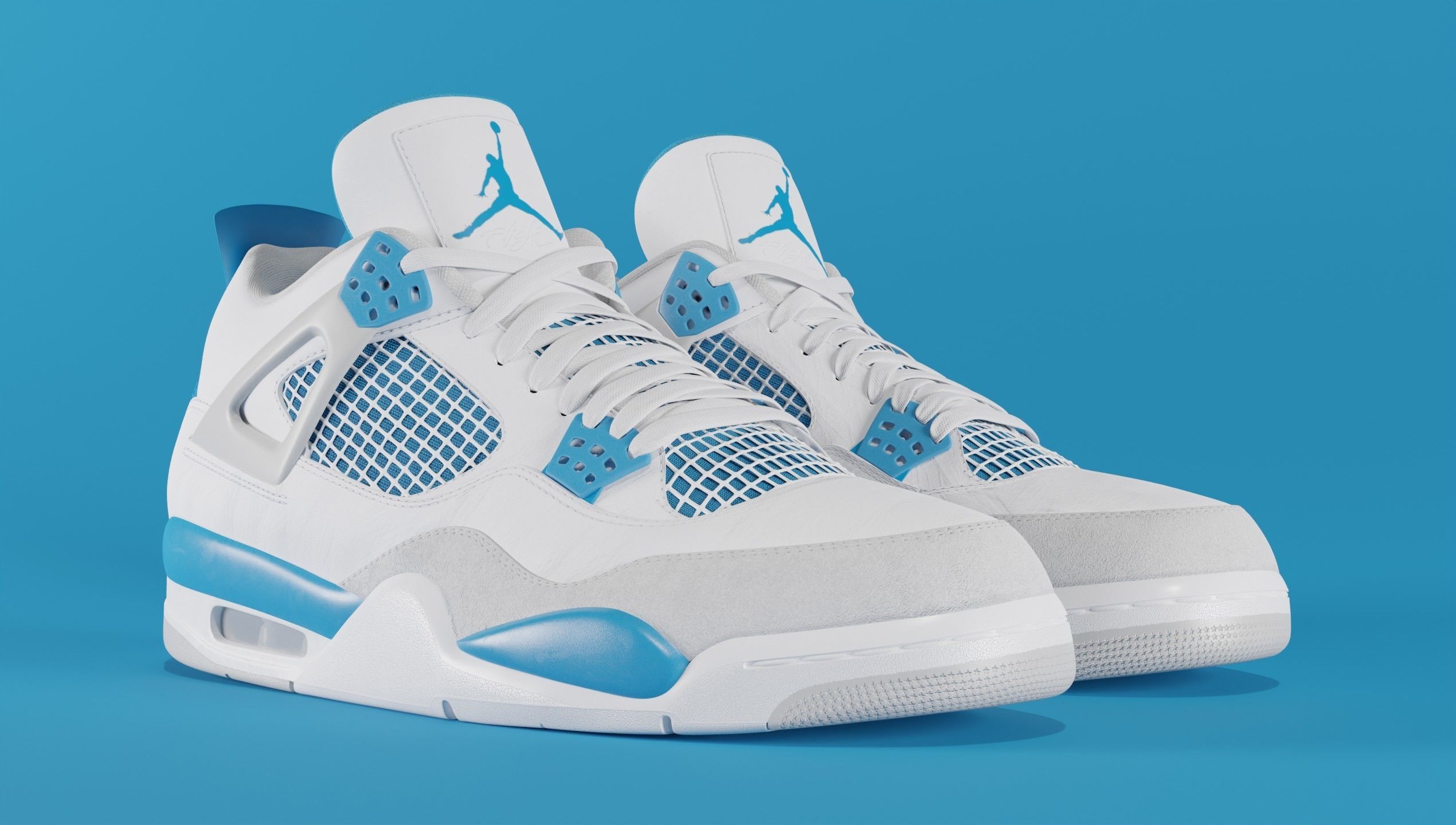Jordan 4 Military Blue Low-poly 3D model_3