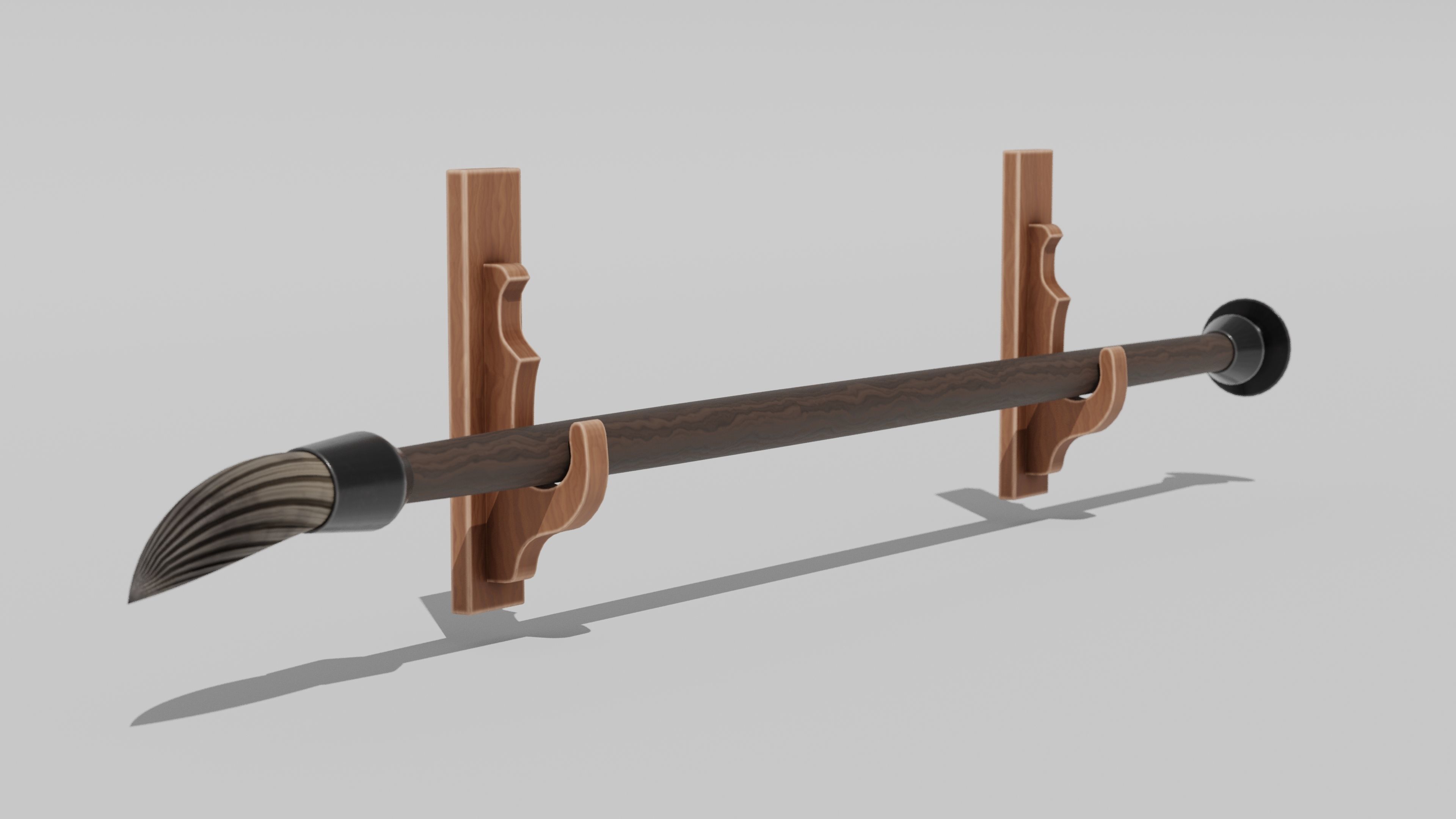 Japanese Furniture Kit - Oversized Calligraphy Brush  Low-poly 3D model_1