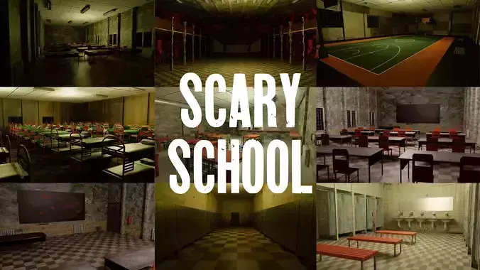 Scary School Low-poly 3D model