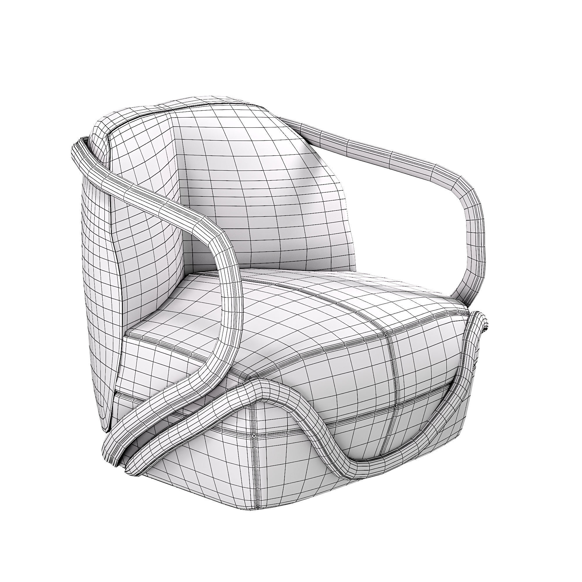 hug armchair 3D model_4
