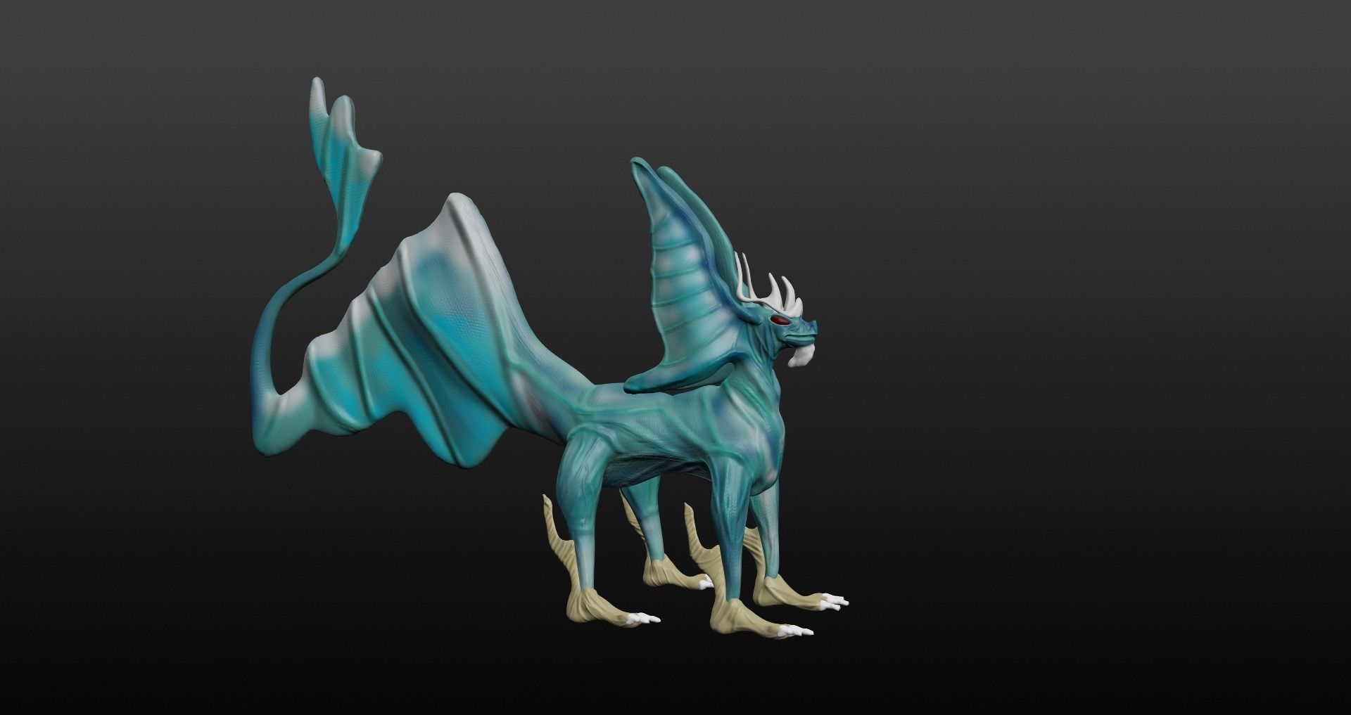  Blue Dragon Low-poly 3D model_10