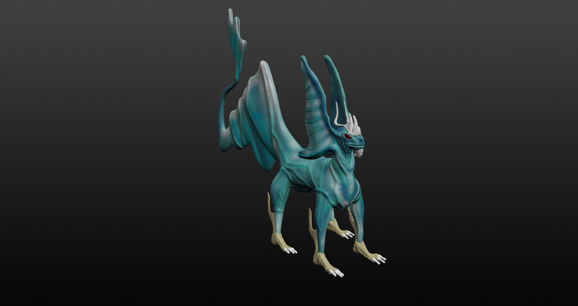  Blue Dragon Low-poly 3D model_1