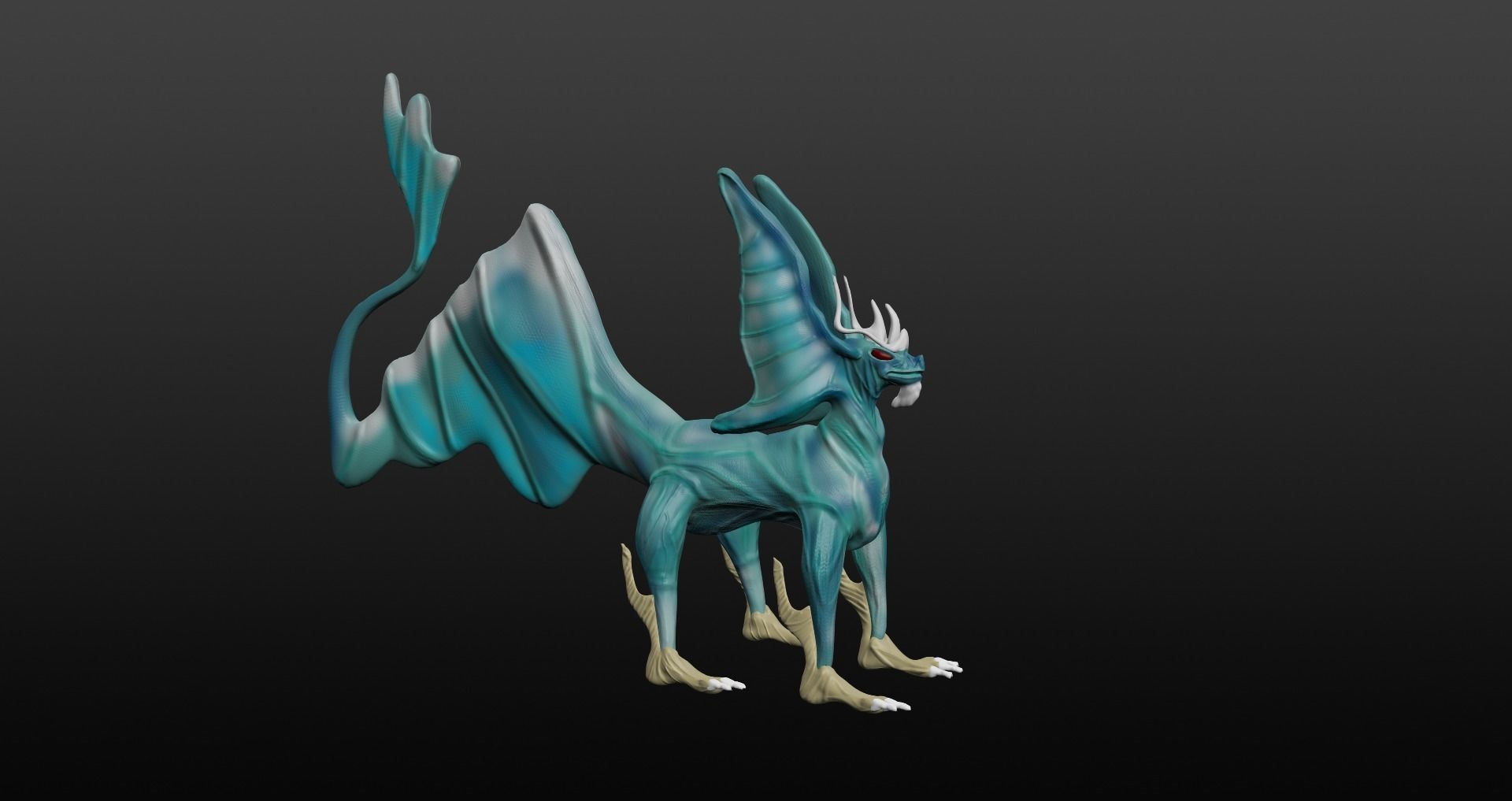  Blue Dragon Low-poly 3D model_5