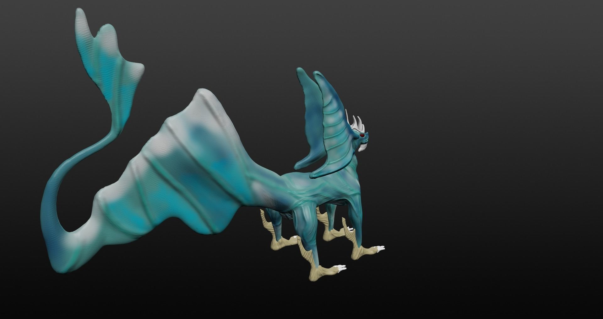  Blue Dragon Low-poly 3D model_25